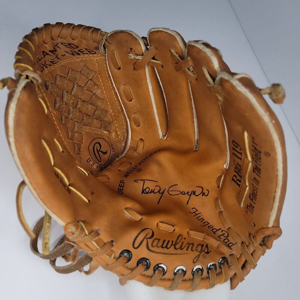 Vtg Rawlings RBG119 Tony Gwynn Baseball Glove 11.5" Slanted Basket Web RightHand